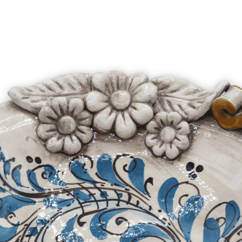 Centrotavola in ceramica Caltagirone, decoro '600 Blu, diametro 26 cm ca. Mod RP - 