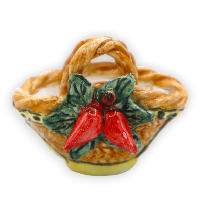 Coffa sicilienne en céramique de Caltagirone, couleur et décoration aléatoires, L 7 cm x h 6 cm environ. (1 pc) - 