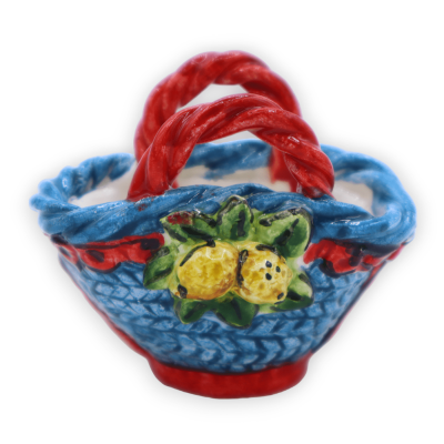 Coffa sicilienne en céramique de Caltagirone, couleur et décoration aléatoires, L 7 cm x h 6 cm environ. (1 pc) - 