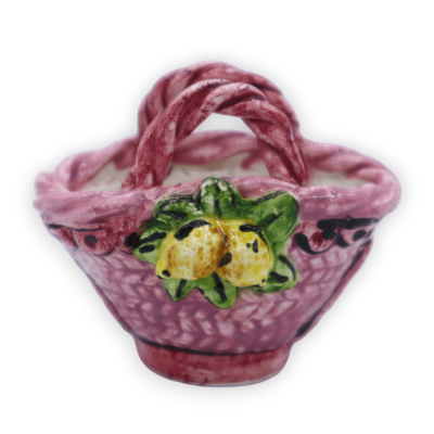 Coffa sicilienne en céramique de Caltagirone, couleur et décoration aléatoires, L 7 cm x h 6 cm environ. (1 pc) - 