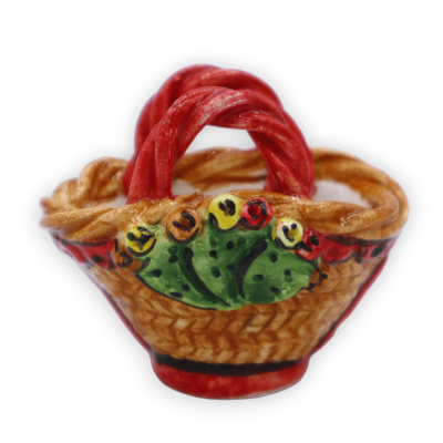 Coffa sicilienne en céramique de Caltagirone, couleur et décoration aléatoires, L 7 cm x h 6 cm environ. (1 pc) - 