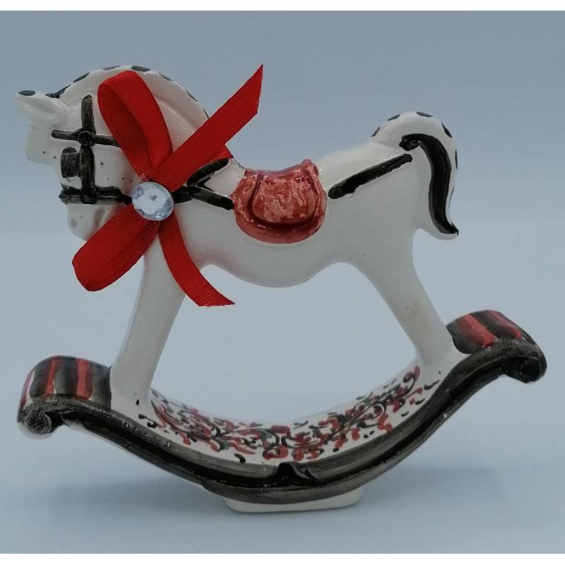 Cavalos de baloiço decorados à mão com tema natalício, várias cores e decorações, cm 11x12 - 