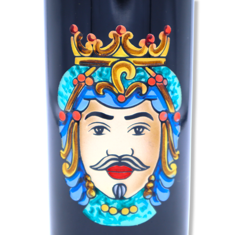Bouteille de collection gravée et décorée à la main avec décoration Testa di Moro (1 pièce) 750 ml Nero d'Avola DOC - 