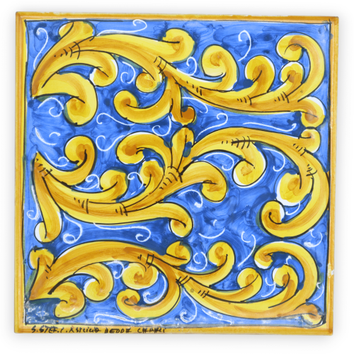 Sicilian majolica tile, available in different decorations - Measures approx. 20x20 cm. (1Pcs) -  2