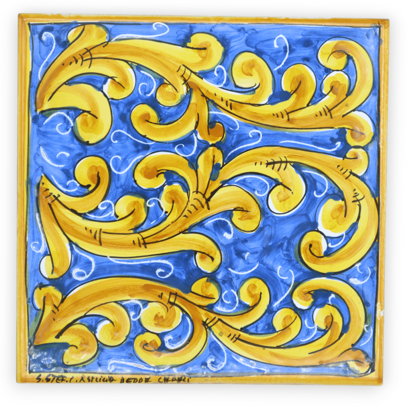 Sizilianische Majolika-Fliese – Maße ca. 20 x 20 x 0,8 cm. (1 Stück) in verschiedenen Dekorationsmöglichkeiten - 