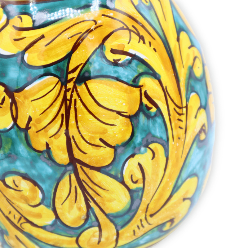 Caltagirone-Keramik-Ei, Barockdekoration, Palme und Blume – 2 Größenoptionen (1 Stück) - 