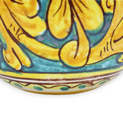 Caltagirone-Keramik-Ei, Barockdekoration, Palme und Blume – 2 Größenoptionen (1 Stück) - 