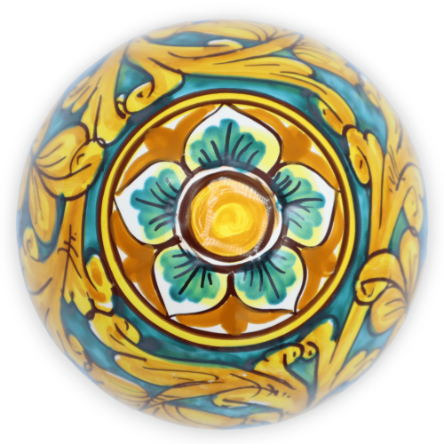 Caltagirone ceramic egg, baroque decoration, palm and flower - 2 size options (1pc) -  2
