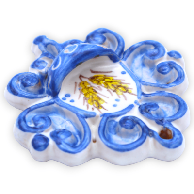 Bénitier en céramique sicilienne, forme baroque, h 7 x L 7 cm environ. (1pc) avec décoration et couleur aléatoires - 