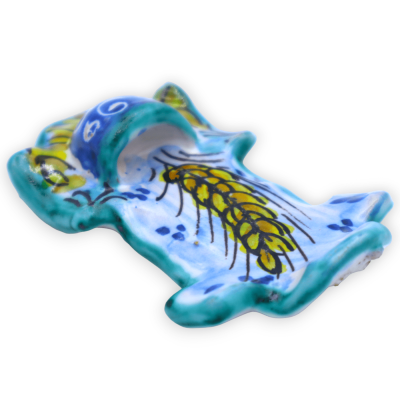Acquasantiera (1Unità) in ceramica Siciliana a forma di croce, h 10 cm x L 5 cm ca. decoro e colore casuale - 