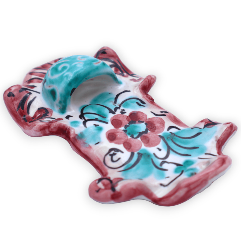 Acquasantiera (1Unità) in ceramica Siciliana a forma di croce, h 10 cm x L 5 cm ca. decoro e colore casuale - 