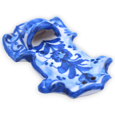 Acquasantiera (1Unità) in ceramica Siciliana a forma di croce, h 10 cm x L 5 cm ca. decoro e colore casuale - 