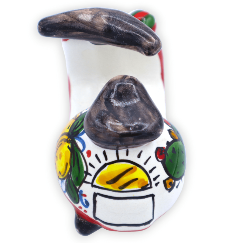 Vespa veicolo in ceramica Siciliana, decoro pala di ficodindia - L 10 cm e h 7 cm ca. Mod PC - 
