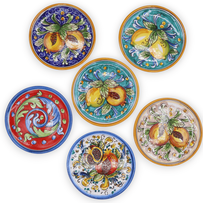 Ornamental plate in Caltagirone ceramic, available in different decorations, Ø 15 cm (1pc) Mod BR - 