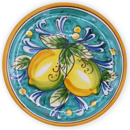 Ornamental plate in Caltagirone ceramic, available in different decorations, Ø 15 cm (1pc) Mod BR -  2