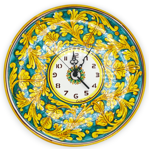 Orologio in ceramica Caltagirone - Con 2 Opzioni Misura (1Unità) Completo di Ingranaggio, decoro barocco -