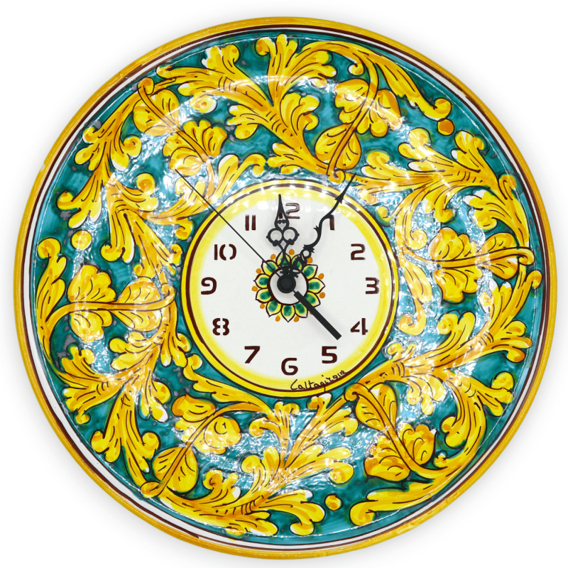Orologio in ceramica Caltagirone - Ø 43 cm ca. Completo di Ingranaggio, decoro barocco classico - 