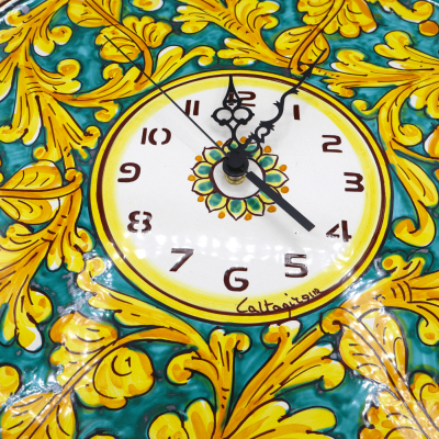 Orologio in ceramica Caltagirone - Con 2 Opzioni Misura (1Unità) Completo di Ingranaggio, decoro barocco - 