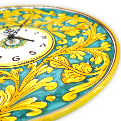 Orologio in ceramica Caltagirone - Con 2 Opzioni Misura (1Unità) Completo di Ingranaggio, decoro barocco - 