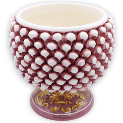 Vaso Mezza Pigna Caltagirone Rosa Antico, con 4 opzioni misura (1Unità) gambo decoro barocco - 