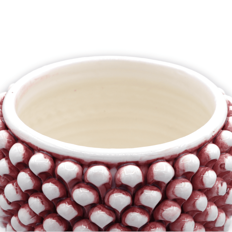 Vaso Mezza Pigna Caltagirone Rosa Antico, con 4 opzioni misura (1Unità) gambo decoro barocco - 