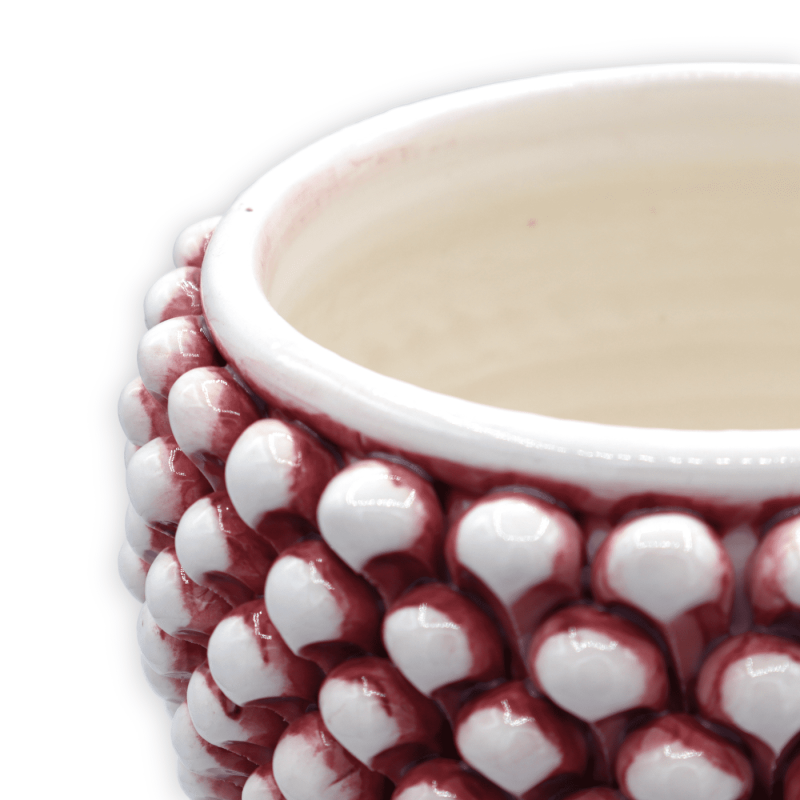 Vaso Mezza Pigna Caltagirone Rosa Antico, con 4 opzioni misura (1Unità) gambo decoro barocco - 