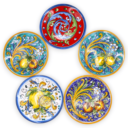 Ornamental plate in Caltagirone ceramic, available in different decorations, Ø 20 cm (1pc) Mod BR - 
