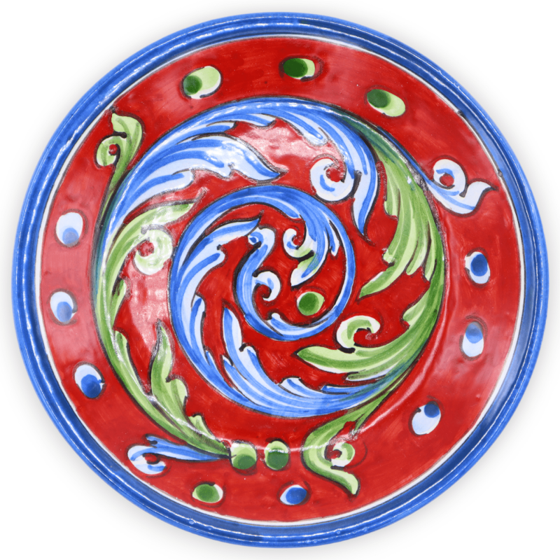Ornamental plate in Caltagirone ceramic, available in different decorations, Ø 20 cm (1pc) Mod BR - 