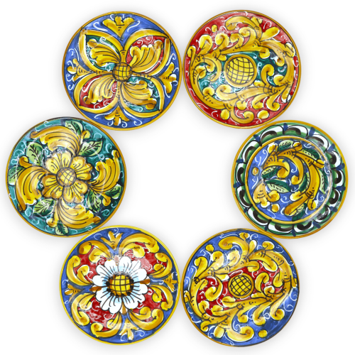 Ornamental plate in Sicilian ceramic, available in different decorations - Ø 16 cm (1pc) Mod NL - 