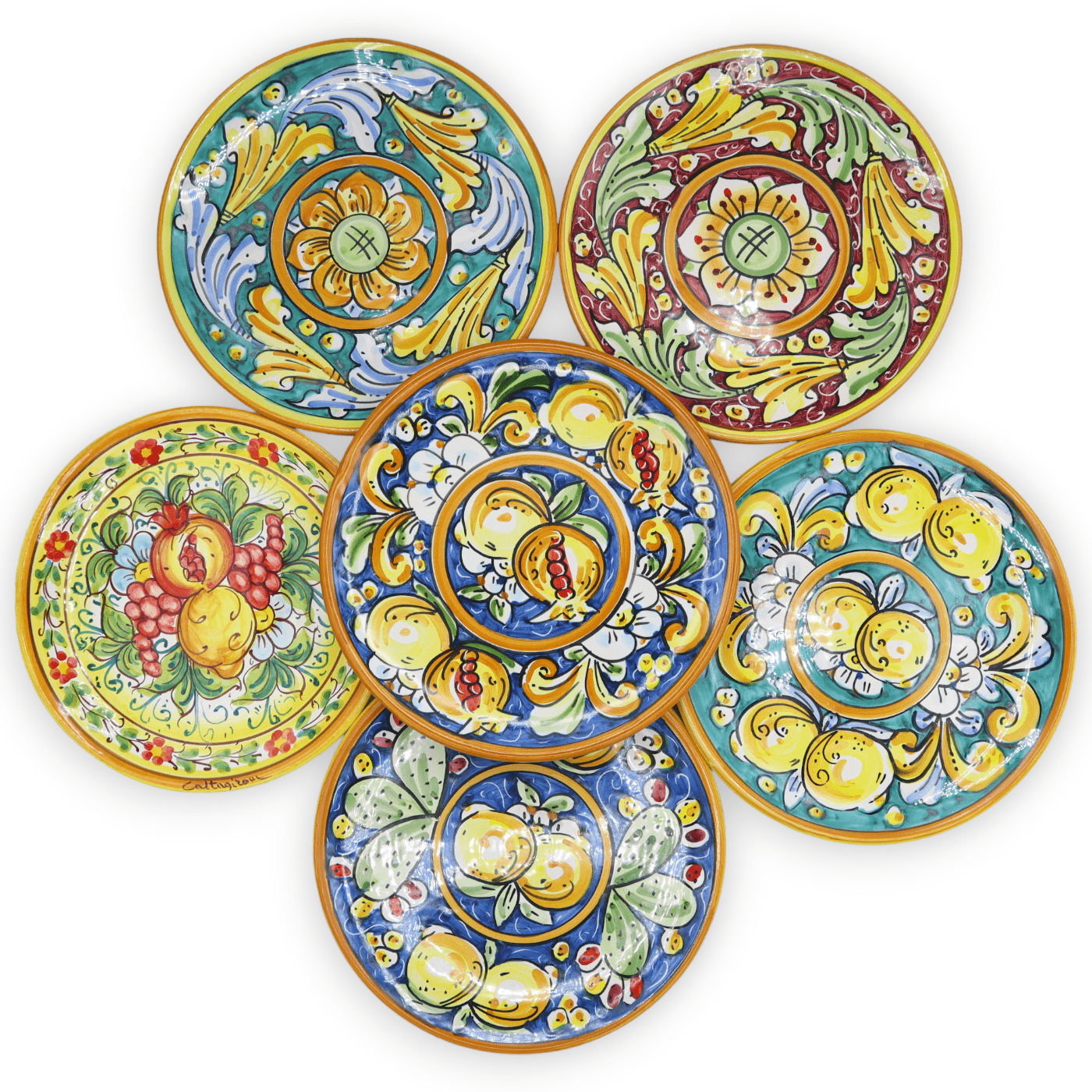 Piatto Ornamentale in ceramica Caltagirone Ø 20 cm ca. (1pz) con