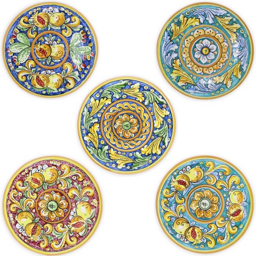 Plato ornamental en cerámica Caltagirone, disponible en diferentes decoraciones - Ø 30 cm (1ud) Mod FL - 