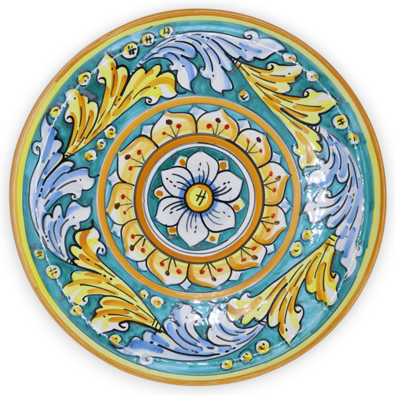 Ornamental plate in Caltagirone ceramic, available in different decorations - Ø 30 cm (1pc) Mod FL - 