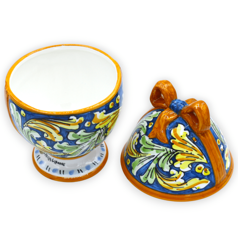 Ei-Schmuckkästchen mit Band aus Caltagirone-Keramik, H ca. 24 cm. barocke Dekoration - 
