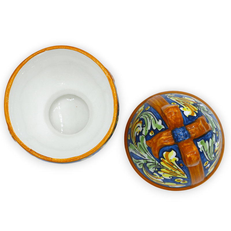 Ei-Schmuckkästchen mit Band aus Caltagirone-Keramik, H ca. 24 cm. barocke Dekoration - 
