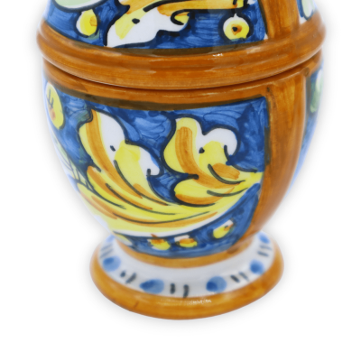 Eiersieradendoosje met Caltagirone keramisch lint, h 13 en Ø circa 7 cm. (1pc) willekeurige decoratie en kleur - 
