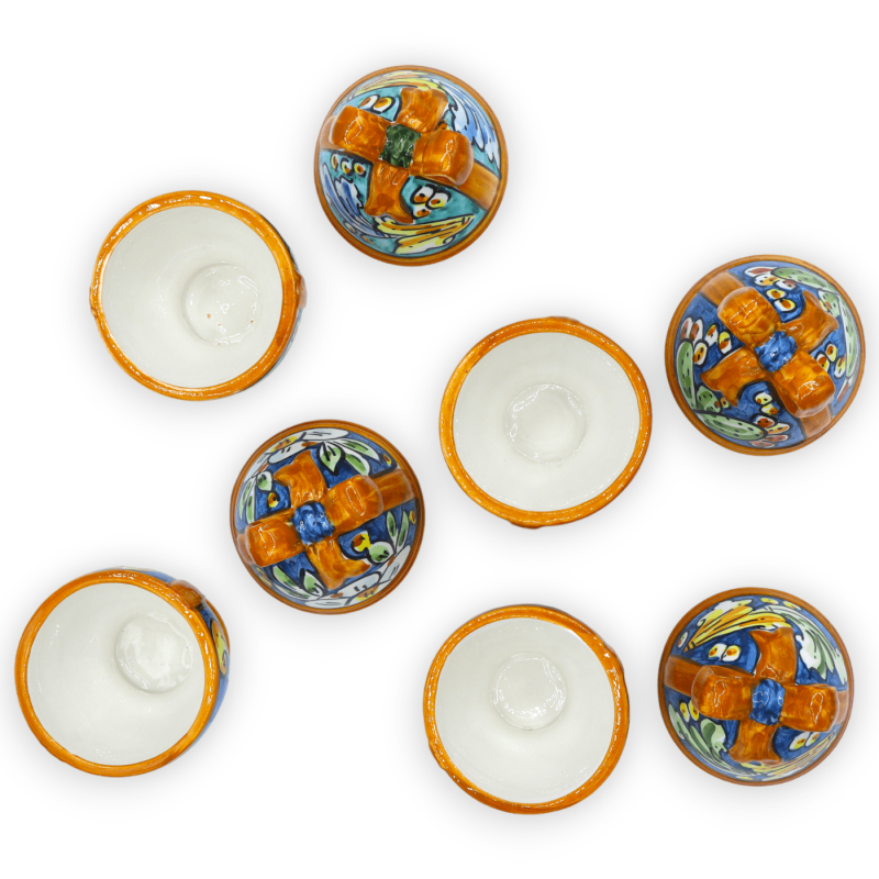 Eiersieradendoosje met Caltagirone keramisch lint, h 13 en Ø circa 7 cm. (1pc) willekeurige decoratie en kleur - 