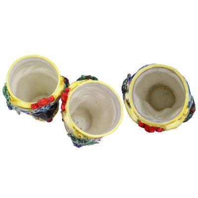 Teste di Moro Siciliane (1Unità) h 27 cm ca. Ceramica Caltagirone, Modello Classico con Frutta, effetto Craquele - 