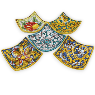 Esvaziador de bolso de cerâmica Caltagirone - c 17 x 17 x 7 cm aprox. (1 unidade) Decoração selecionável - 