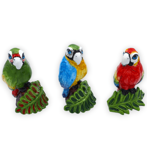Papagei aus feiner sizilianischer Keramik, ca. 13 cm hoch. (1 Stück) Zufällige Farbe - 