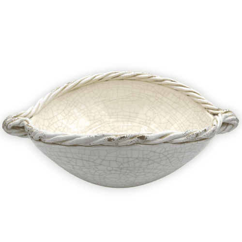 Ovaler Tafelaufsatz aus Feinkeramik, L 35 x H 12 cm ca. (1 Stück) mit Kordelrand und 3 Farboptionen -  2