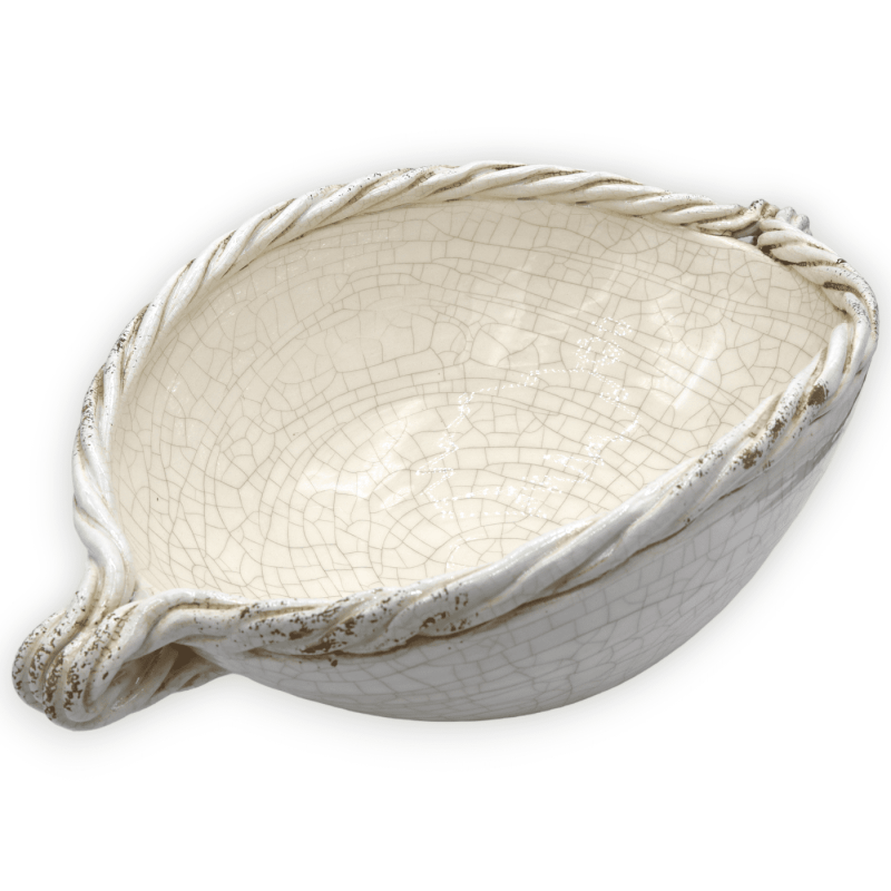 Ovaal middelpunt van fijn keramiek, L 35 x H 12 cm ca. (1 stuk) met koordrand en 3 kleurvarianten - 