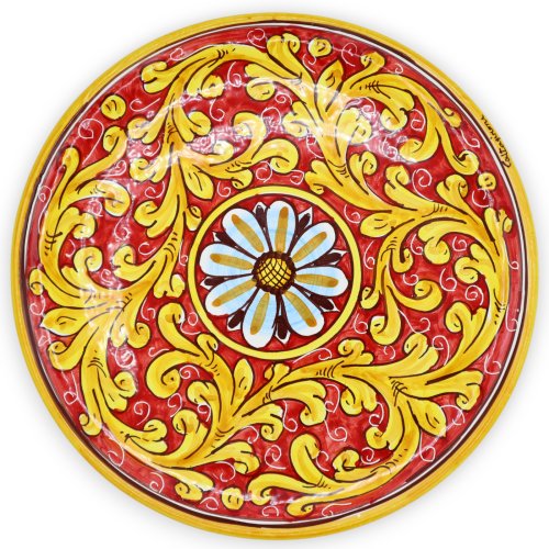 Talerz ozdobny z ceramiki Caltagirone, dostępny w różnych dekoracjach - Ø 30 cm (1 szt.) Mod TD -  2