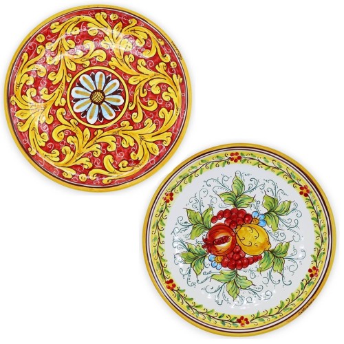 Talerz ozdobny z ceramiki Caltagirone, dostępny w różnych dekoracjach - Ø 30 cm (1 szt.) Mod TD - 