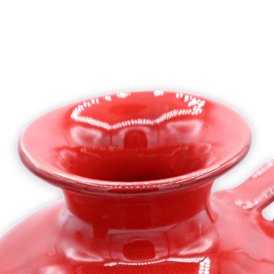 Amphorenvase mit Henkeln aus feiner Keramik, rote Farbe, mit 3 Größenoptionen, (1 Stück) - 