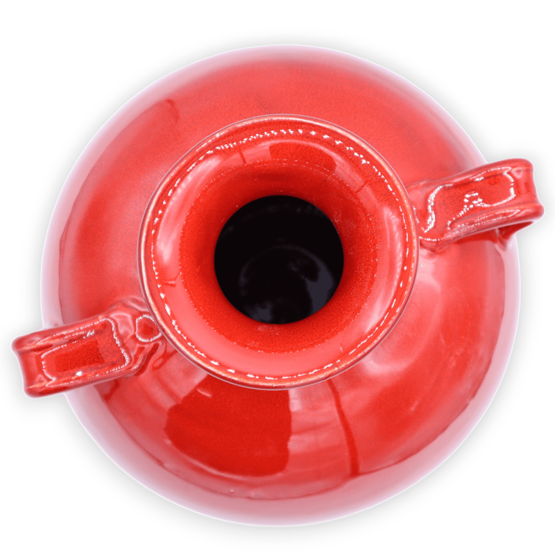 Amphorenvase mit Henkeln aus feiner Keramik, rote Farbe, mit 3 Größenoptionen, (1 Stück) - 