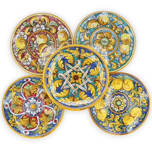 Talerz ozdobny z ceramiki Caltagirone, różne opcje - Ø 25 cm (1 szt.) - 