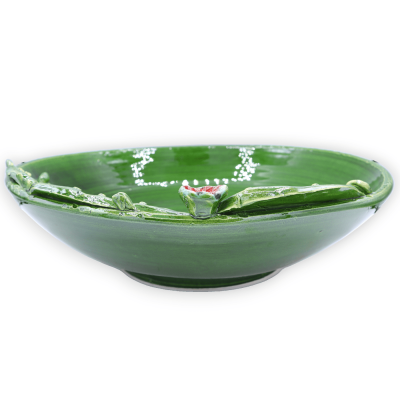 Centrotavola in pregiata ceramica, Ø 40 cm ca. con applicazione di pale di ficodindia - 