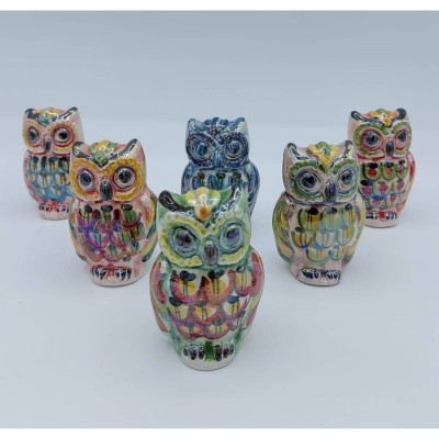 Caltagirone-Keramik-Eule mit Perlmutt-Emaille-Finish, ca. H 6 cm. (1 Stück) Zufällige Farbe - 