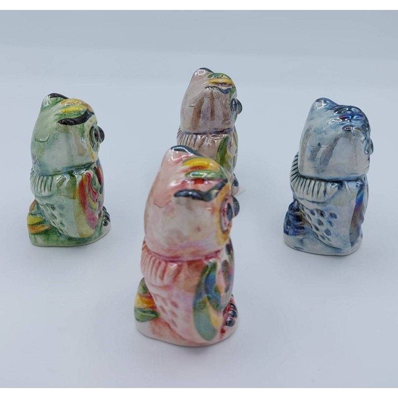 Caltagirone-Keramik-Eule mit Perlmutt-Emaille-Finish, ca. H 6 cm. (1 Stück) Zufällige Farbe - 
