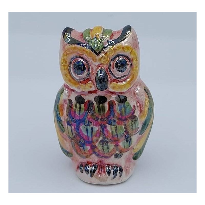 Caltagirone Owl with Mother of Pearl Enamel finish - 